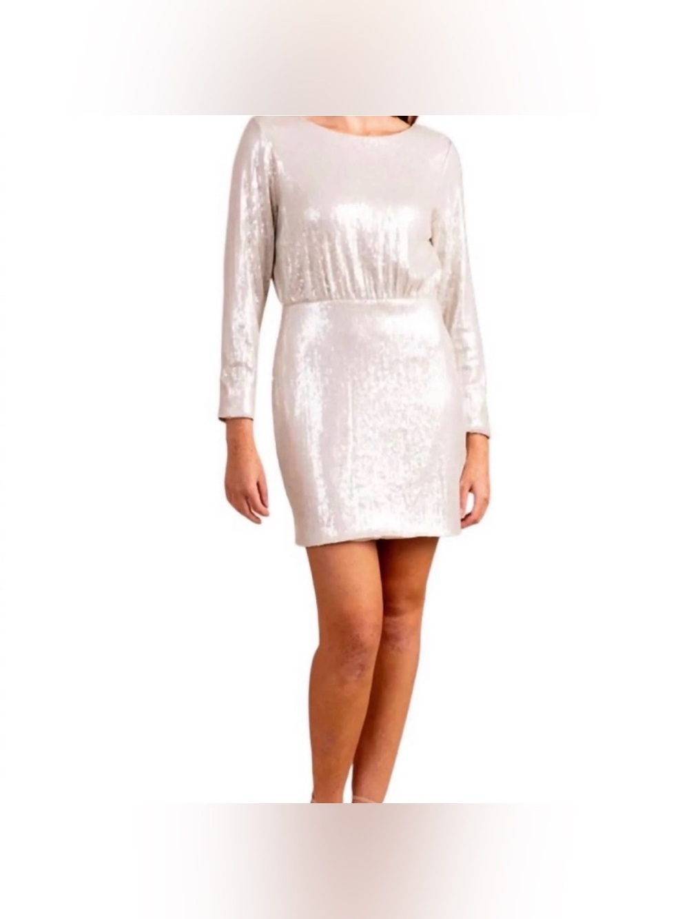 S’Edge Sequined Long Sleeve Mini Dress in Silver